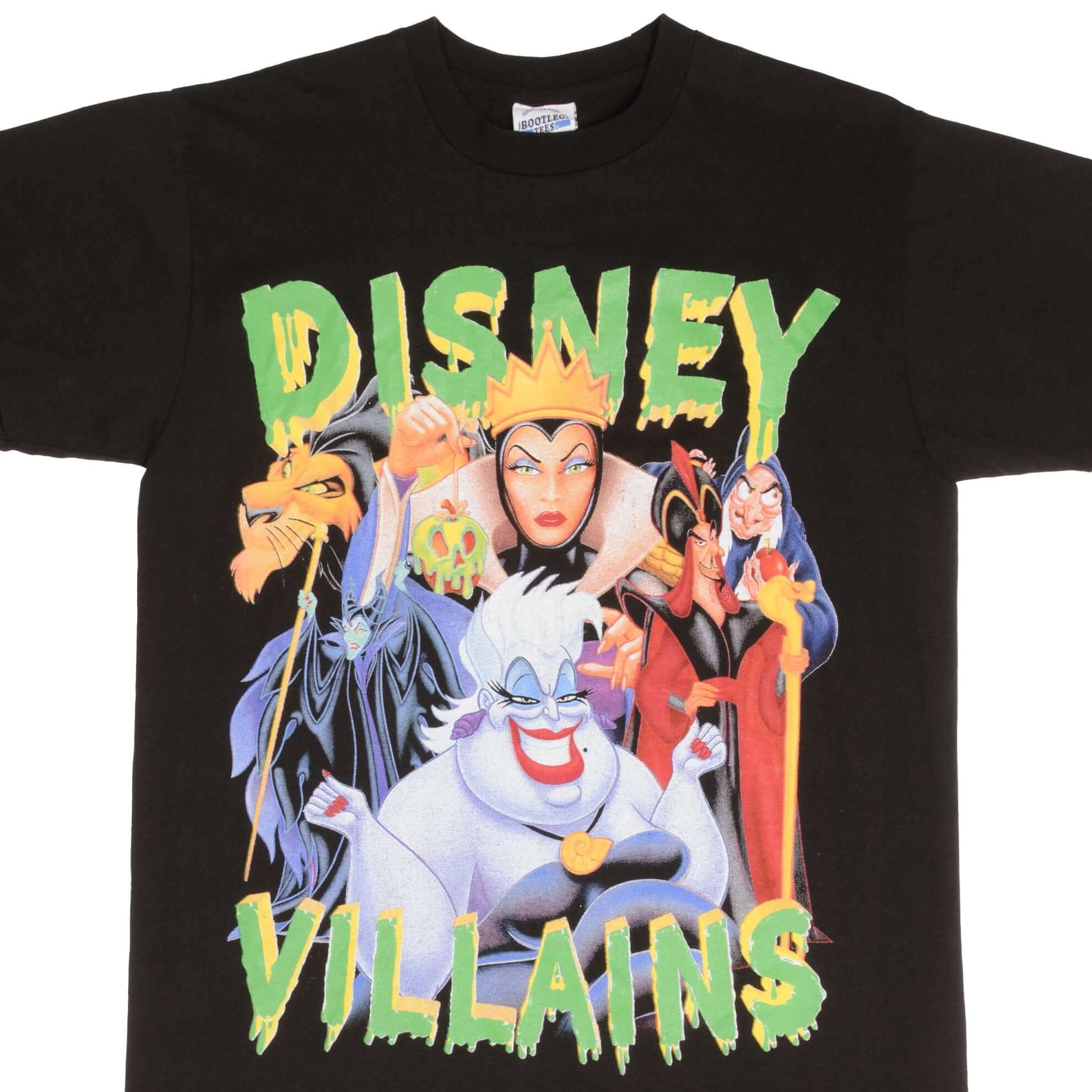 Disney Villains Bootleg Vintage Tee Shirt - Large Size, Single Stitch Design for Casual Wear & Cosplay