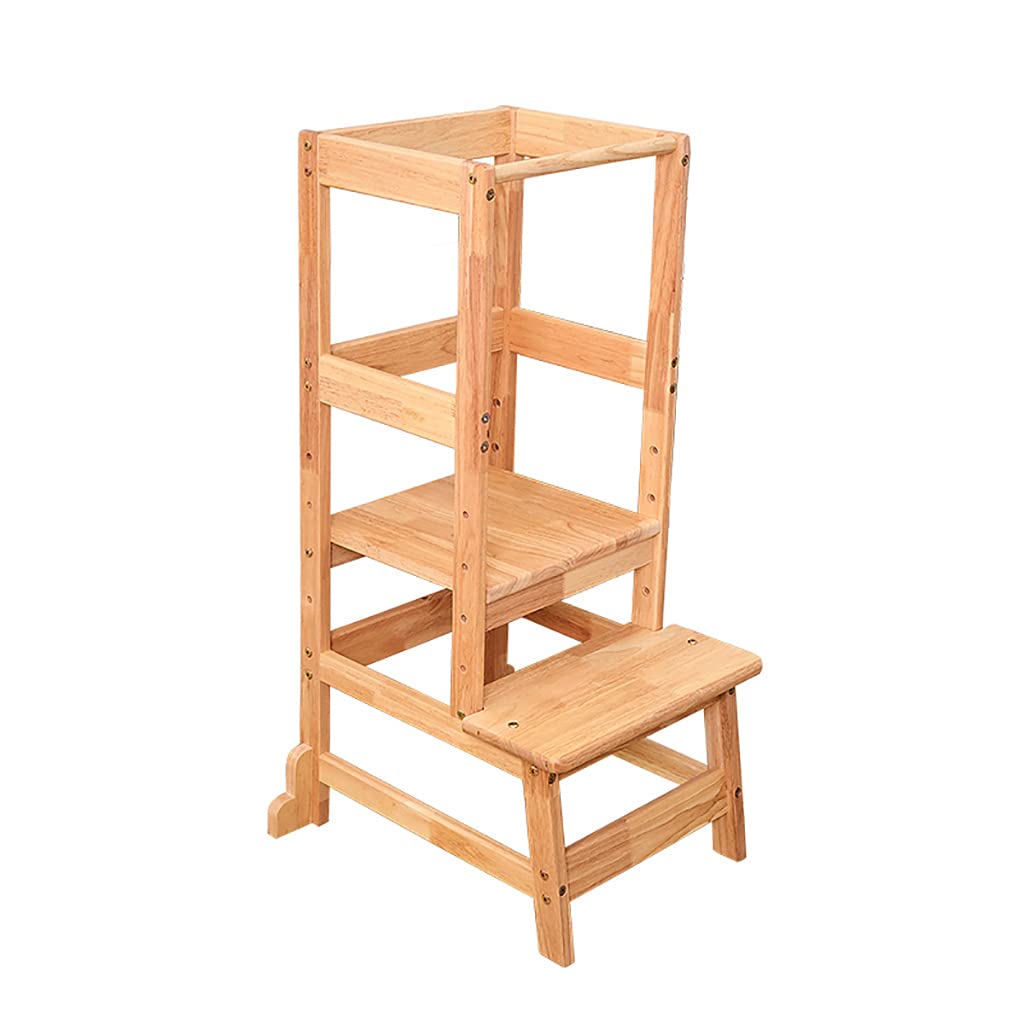 Adjustable Toddler Kitchen Stool with Safety Rail for Cooking Helper