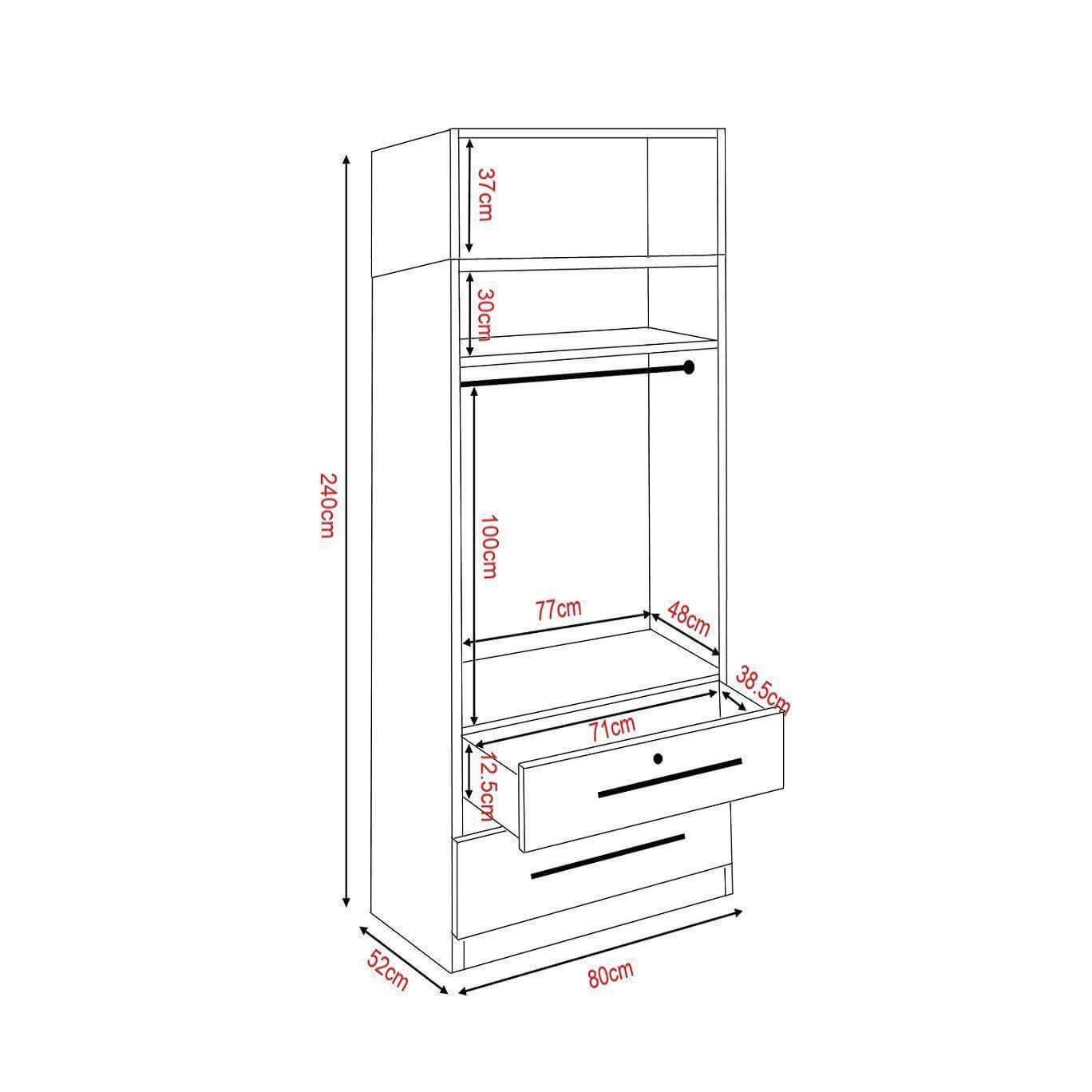 Durante Open Door Wardrobe with Top - Spacious Closet Organizer for Bedroom, Walk-in Closet & Dorm Room Storage Solution