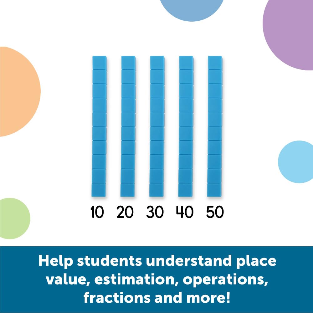 Learning Resources LER0932 Plastic Base Ten Class Set - Math Manipulatives for Kids, Hands-On Learning Tools for Counting, Place Value & Early Math Concepts - Perfect for Classroom & Homeschool Use