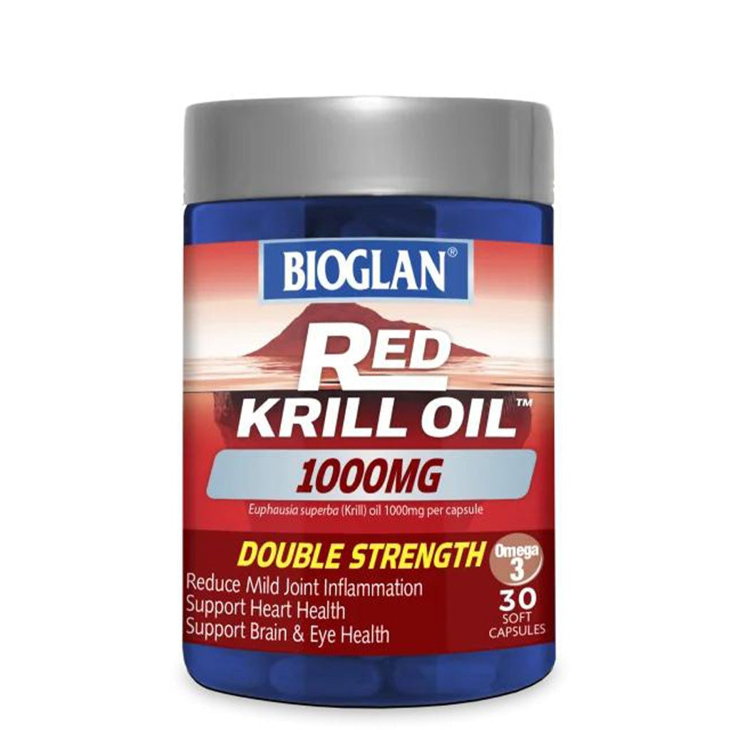 Bioglan Red Krill Oil 1000mg Softgels - Premium Omega-3 Supplement for Heart & Brain Health - Supports Joint Function & Inflammation Relief - Perfect for Daily Wellness Routine