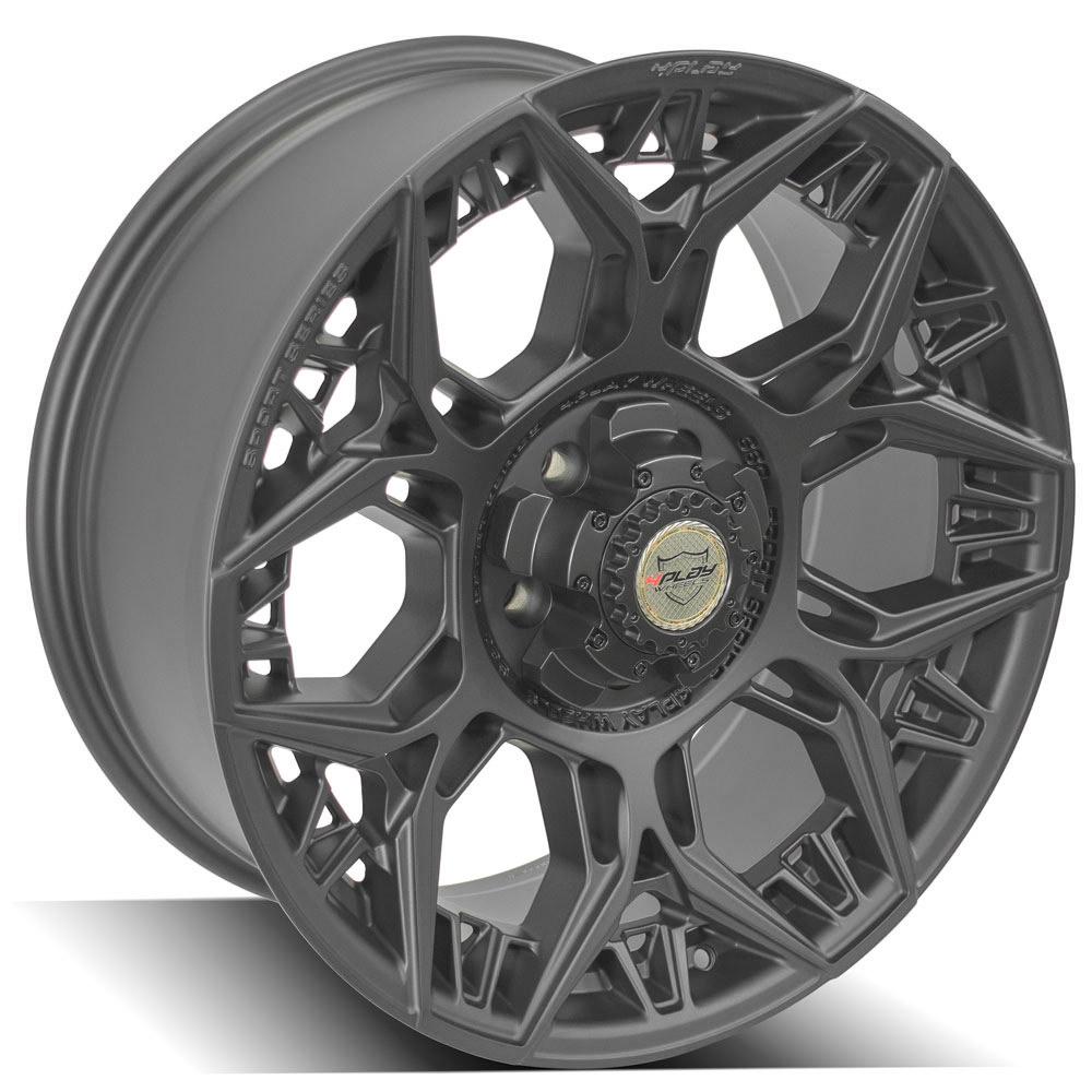 4Play Sport Series 4PS60 Satin Black Wheel 20x9.0 0 Offset 5x127/5x139.7mm Bolt Pattern 87.1mm Hub - Perfect for Off-Road Trucks & SUVs