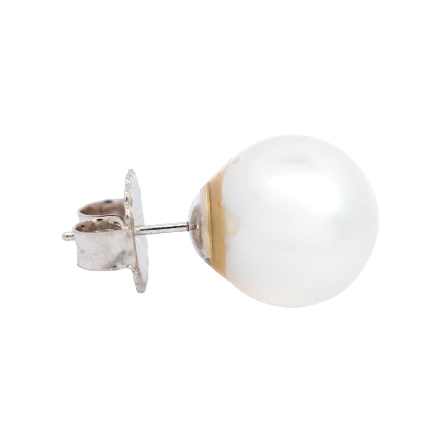 14K Gold Cultured Pearl Stud Earrings - 13mm Round White Pearl Earrings for Women, Elegant Gift for Wedding, Anniversary & Special Occasions