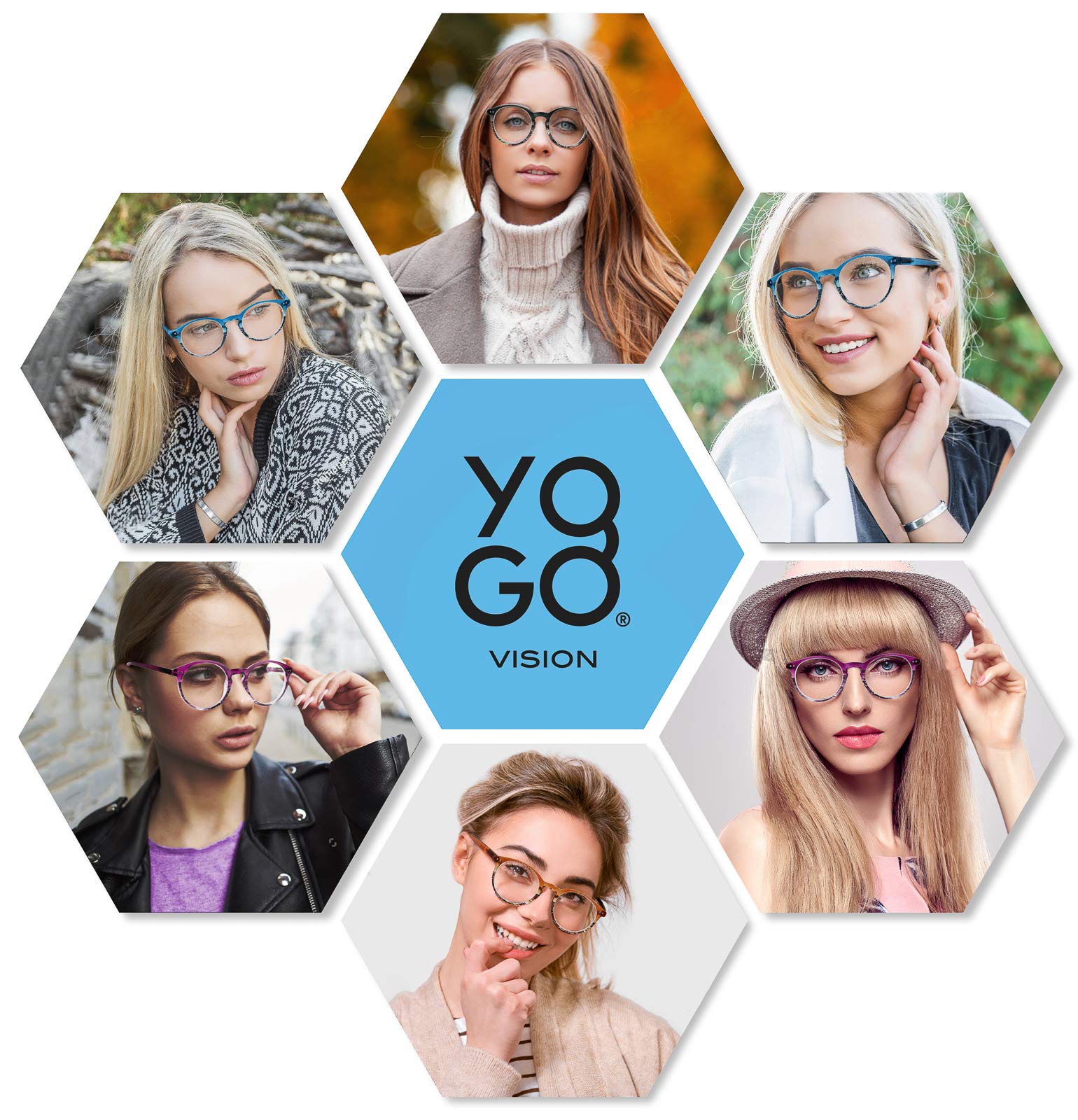 Blue Light Blocking Reading Glasses for Women & Men - Yogo Vision Round Readers for Computer Work, Reading & Screen Time Protection