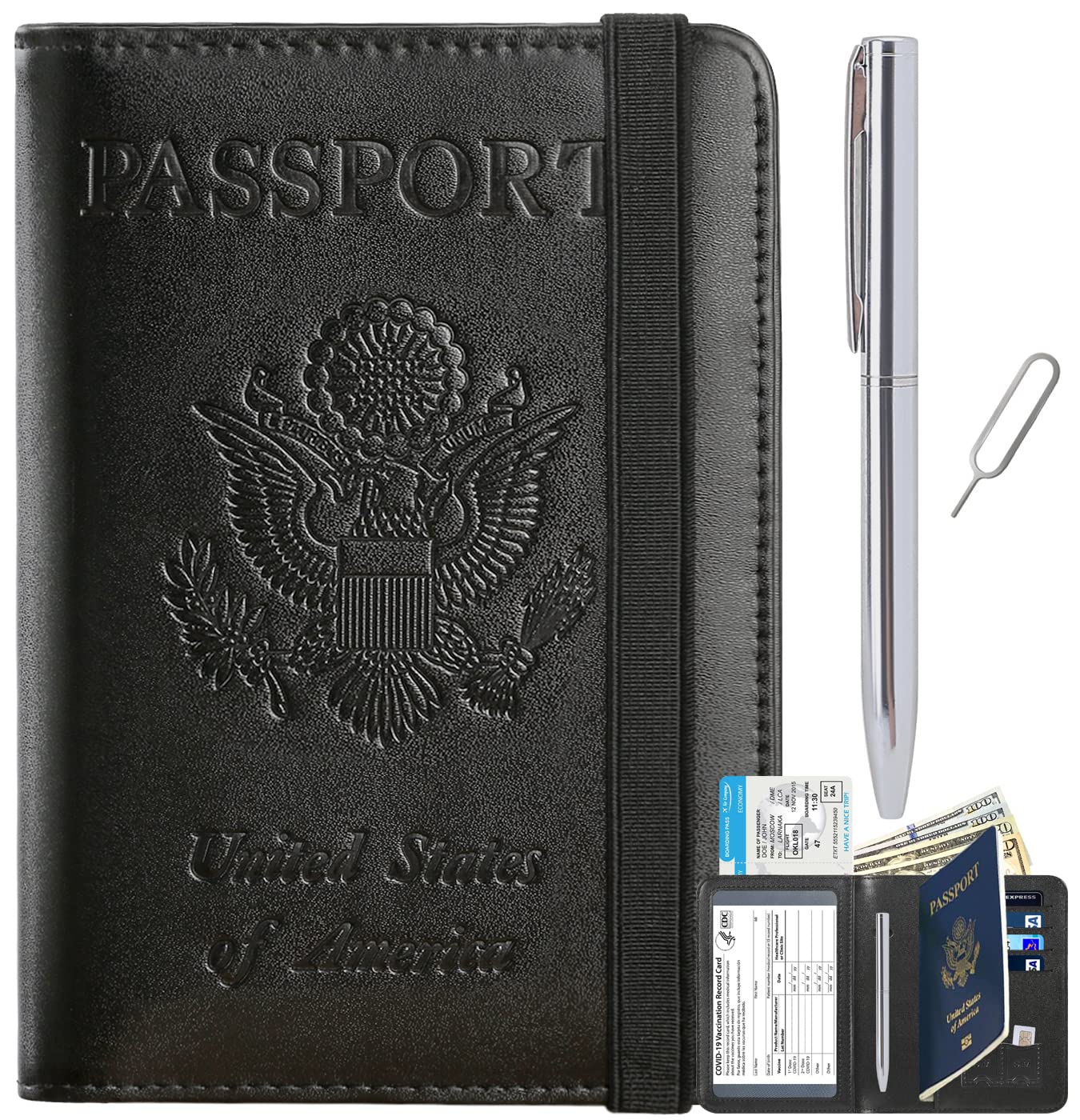Premium RFID Blocking Leather Passport Holder & Travel Wallet - Secure Document Organizer for International Trips | Perfect Travel Essential for Men & Women | Ideal for Vacations, Business Trips & Airports
