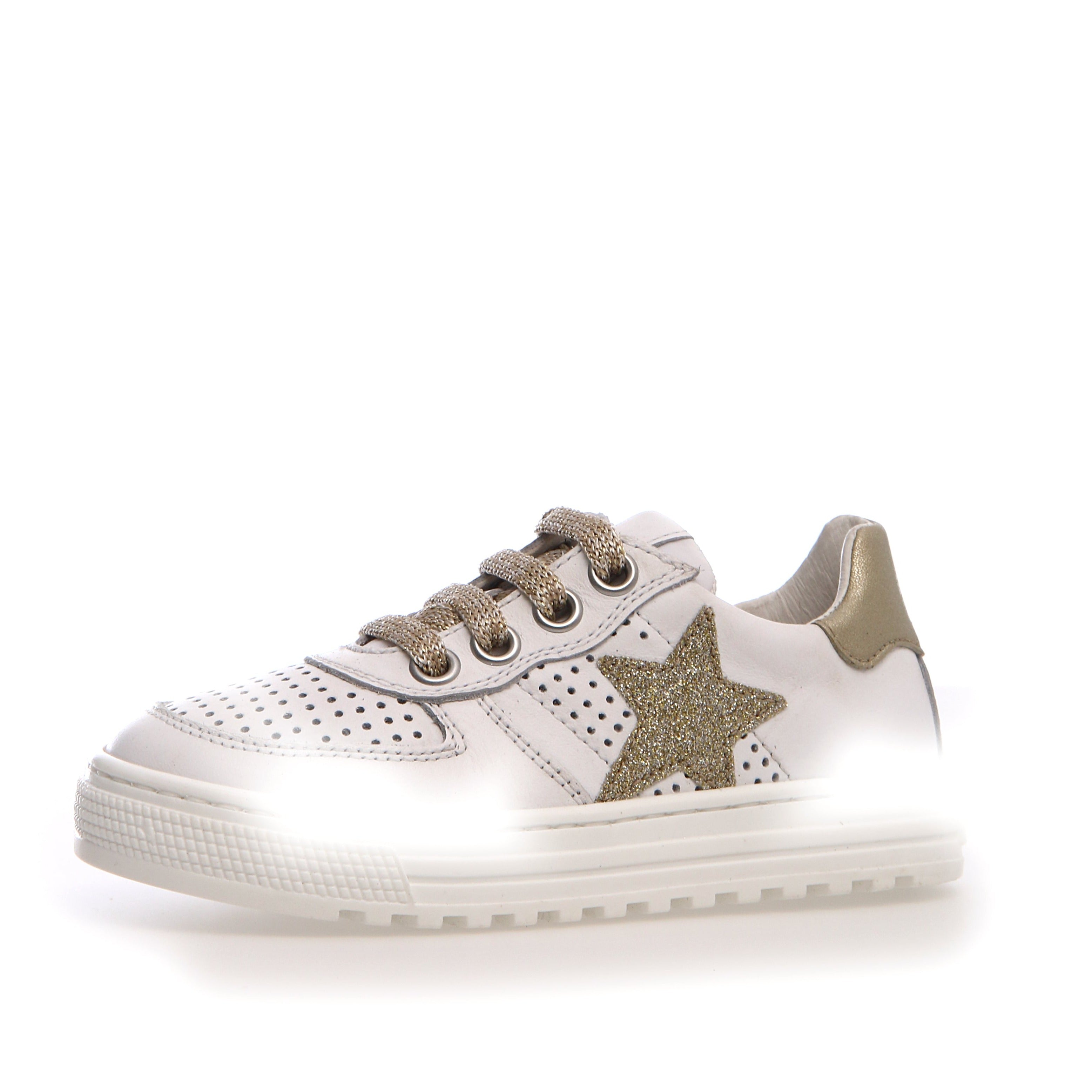 Naturino Girl's Hess Zip Glitter Sneakers - White Platinum Sparkly Shoes for Kids | Perfect for School, Parties & Everyday Wear