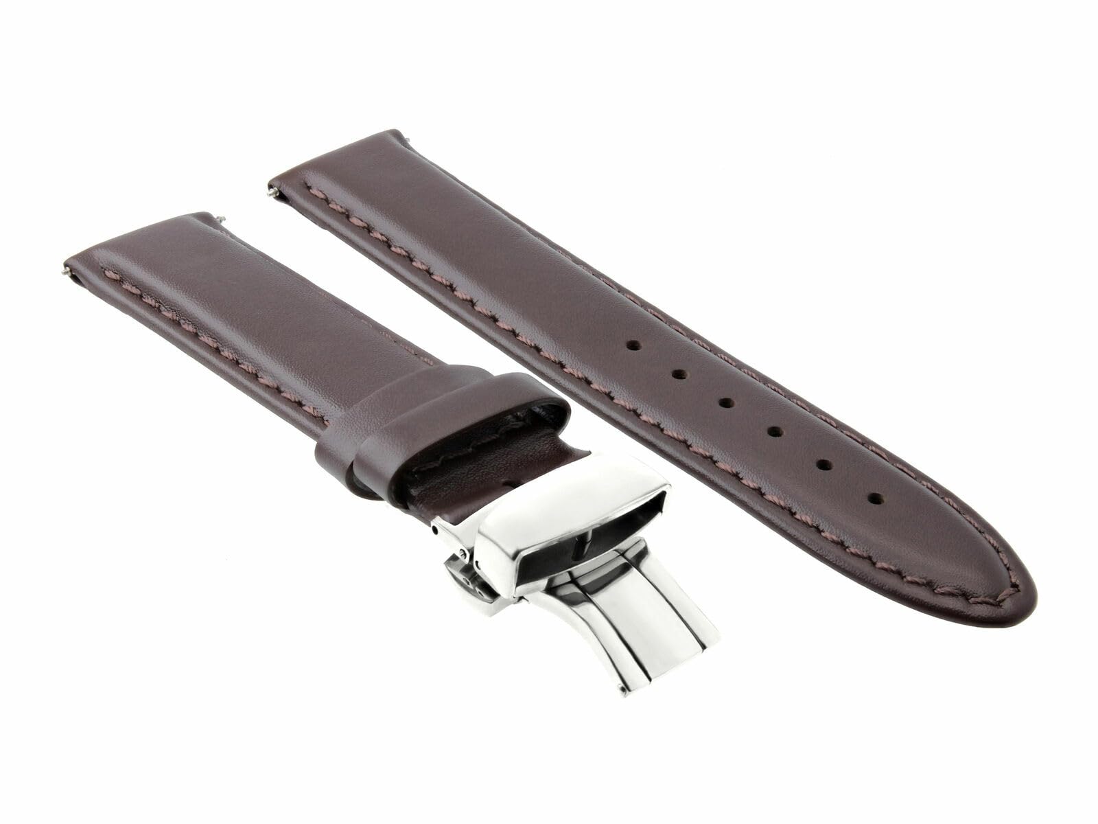 22mm Genuine Leather Watch Band Strap with Deployment Clasp - Compatible with Omega Planet Ocean - Dark Brown Replacement Strap for Men & Women - Perfect for Business, Casual & Formal Occasions