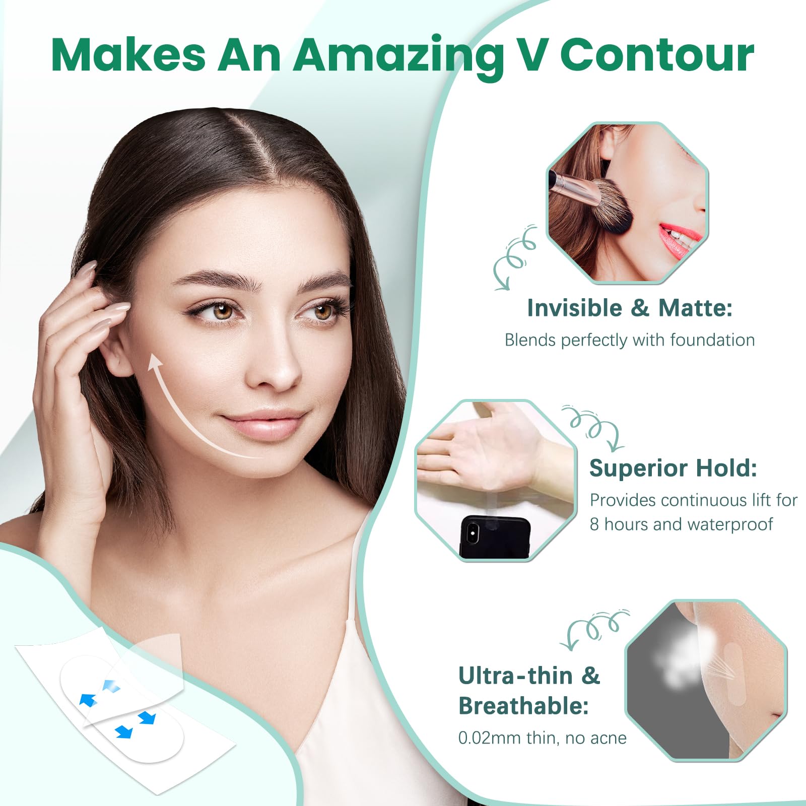 **Invisible Face Lift Tape - 256 Pack for Sagging Skin, Jowls, Eyes & Double Chin - Instant Skin Tightening & Firming for a Youthful Look - Perfect for Special Events & Everyday Use**