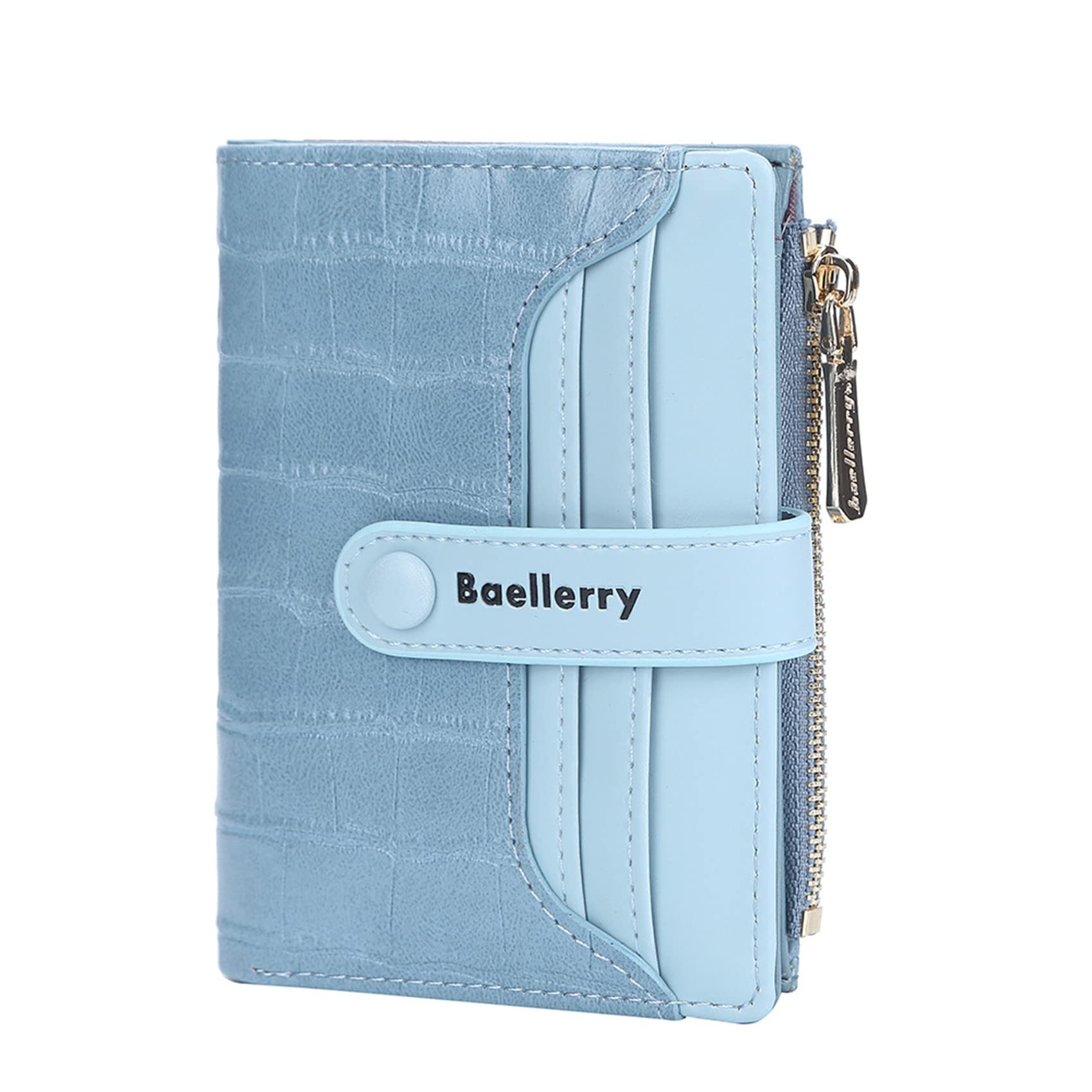 Iumer Women's Short Zipper Wallet - PU Leather Compact Card Holder & Coin Purse (Blue) - Perfect for Everyday Use, Travel & Minimalist Lifestyle