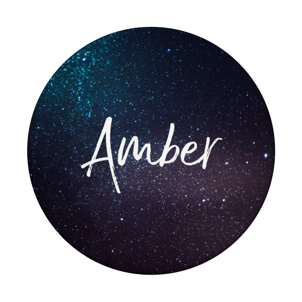 Personalized Amber Name Birthday Gift - Universe Space Theme PopSockets Phone Grip & Stand for iPhone, Samsung, Tablets - Perfect for Girls, Teens, Space Lovers