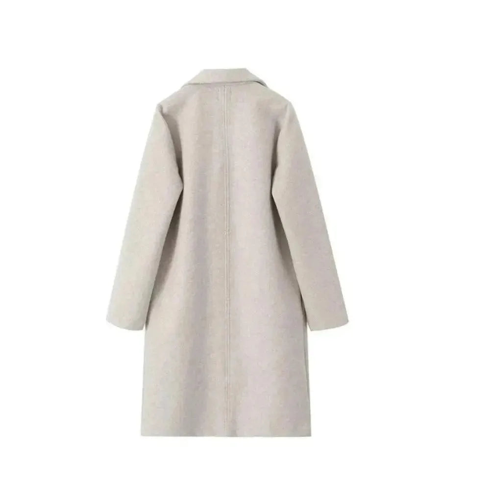 Women's Solid Color Long Overcoat Trench Coat - Elegant & Warm Winter Outerwear for Office, Travel & Casual Wear