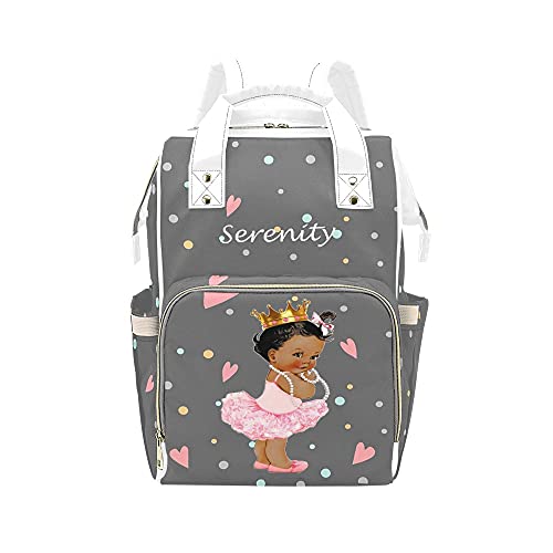 Gray Love Polka Dot Golden Hat Girl Diaper Bags with Name - Waterproof Mummy Backpack, Nursing Baby Bag & Tote for Women - Perfect for Travel, Hospital Visits & Everyday Baby Essentials