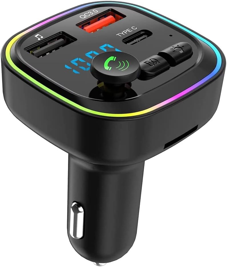 Wireless Bluetooth FM Transmitter for Car with Dual USB Charger, MP3 Player & TF Card Support - Hands-Free Calling & Music Streaming for Road Trips & Commuting