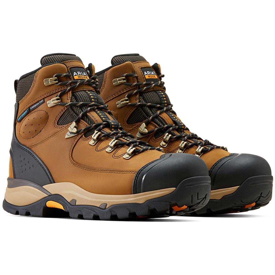 Endeavor 6 Inch Carbon Toe Waterproof Work Boots for Men - Dusted Brown - Slip Resistant Safety Shoes for Construction, Warehouse & Outdoor Work