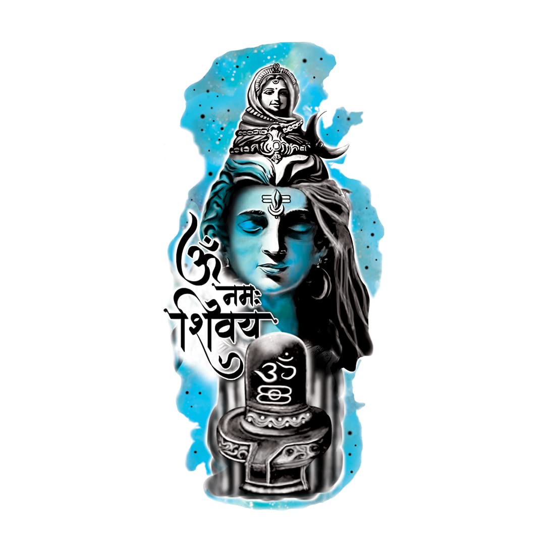 Om Namah Shivay Temporary Tattoo - Waterproof Hindu Spiritual Body Art for Men & Women - Perfect for Festivals, Yoga, Meditation & Spiritual Events