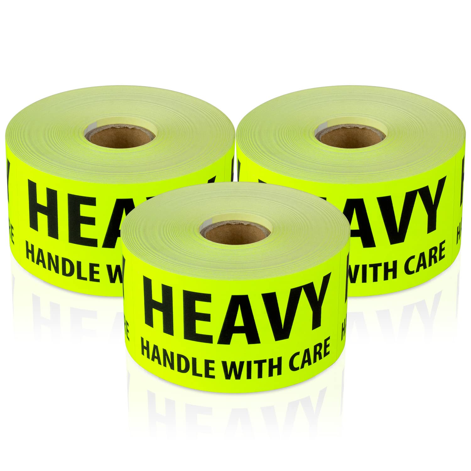 Heavy Duty Caution Labels - 4 x 2 Inch Fluorescent Yellow Warning Stickers (900 Pack) for Shipping & Handling | Strong Adhesive, Bold Lettering | Ideal for Boxes, Packages & Industrial Equipment