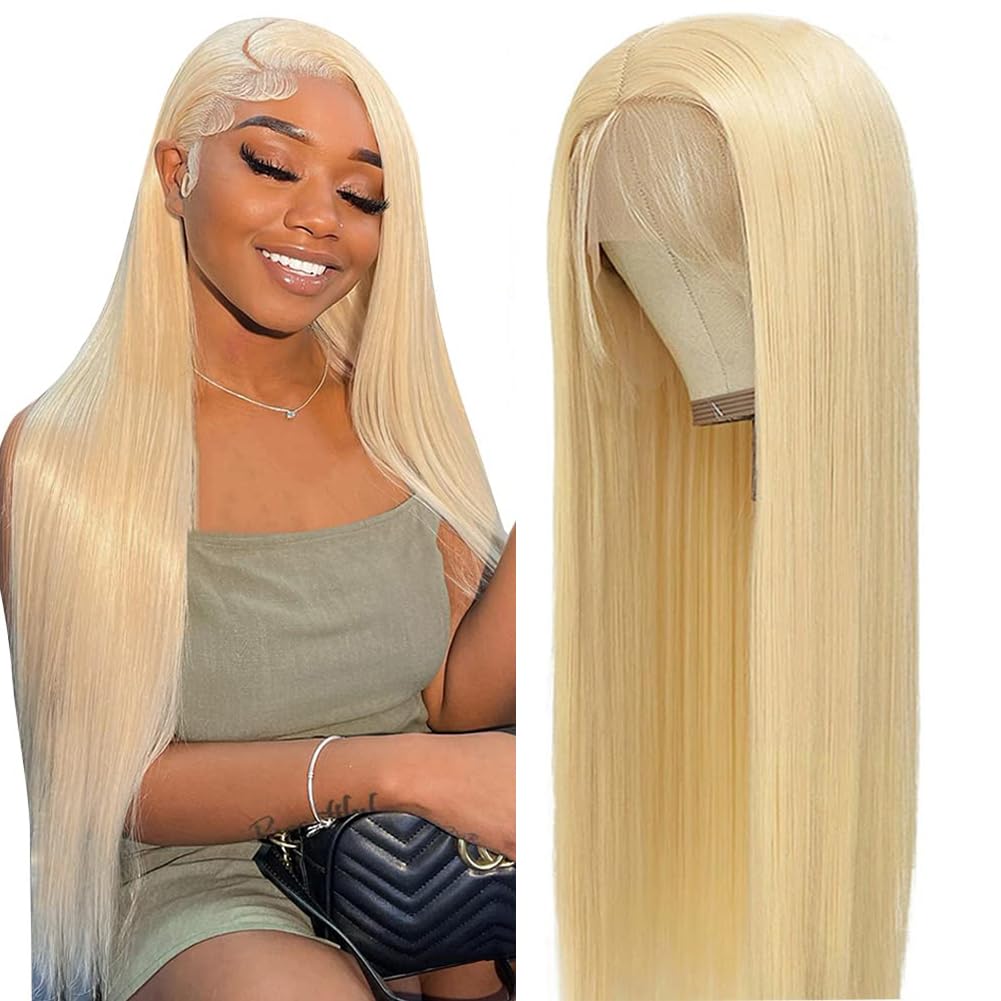 13x6 HD Lace Front Human Hair Wig 613 Blonde 250 Density 20 Inch Straight Pre-Plucked Lace Frontal Wig - Perfect for Cosplay, Daily Wear & Special Occasions