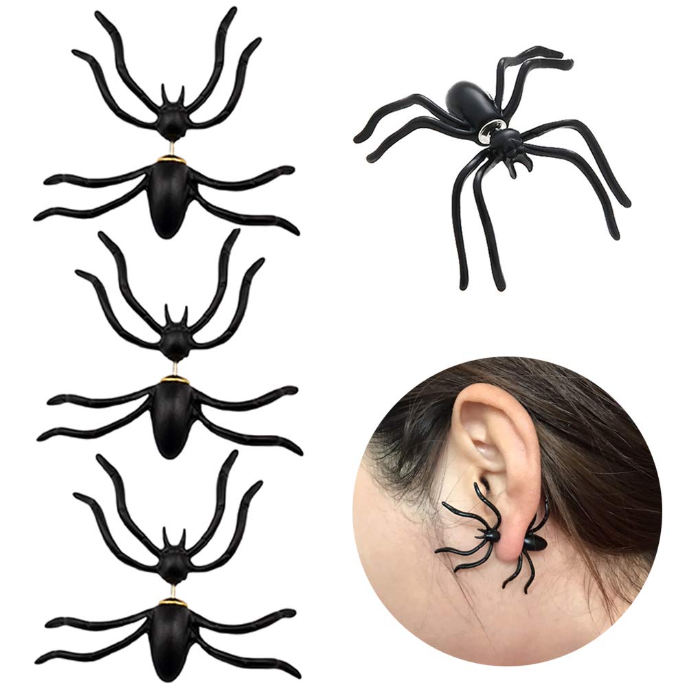 Spooky Halloween Spider Earrings for Women - Black Stud & Dangle Horror Jewelry, Cute Piercing Earrings for Costume Parties & Gothic Fashion