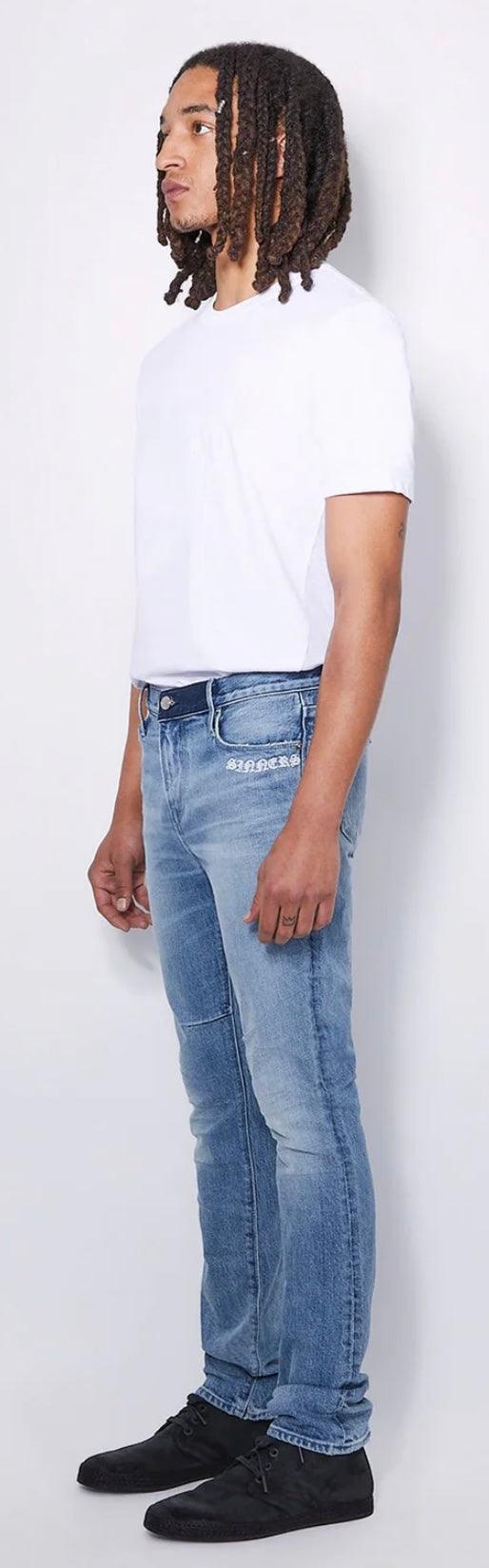 RTA Bryant Medium Wash Dagger Sinners Jeans for Women - Distressed Boyfriend Jeans with Ripped Details | Perfect for Casual Outfits, Streetwear and Everyday Wear