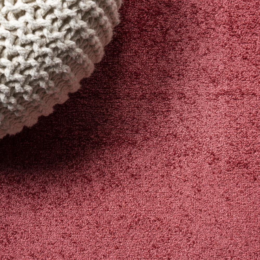 Soft Haze Solid Low Pile Area Rug - Red Modern Carpet for Living Room, Bedroom & Home Decor