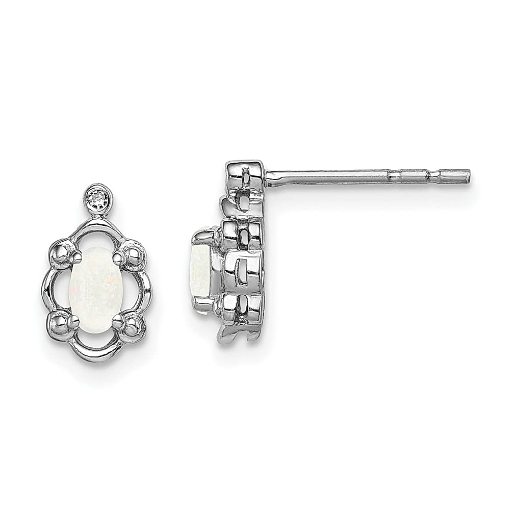 925 Sterling Silver Created Opal & Diamond Stud Earrings - October Birthstone Jewelry for Women | Elegant Gift for Her, Perfect for Weddings, Anniversaries & Special Occasions