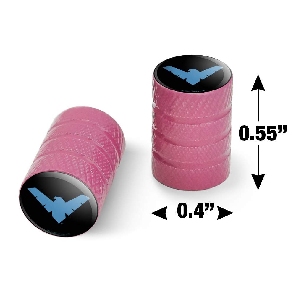 Batman Nightwing Logo Aluminum Valve Stem Caps for Motorcycle & Bicycle Wheels - Durable Tire Rim Accessories for DC Comics Fans, Bike Enthusiasts - Perfect for Customizing Harley, Sports Bikes, Mountain Bikes and Commuter Cycles