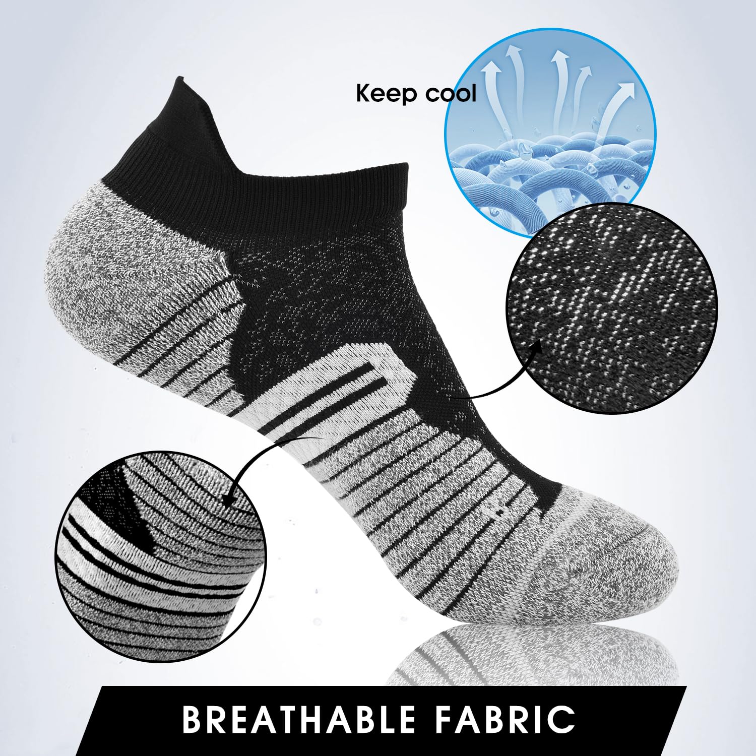 3 Pairs Ankle Compression Socks for Women & Men - Cushioned Running & Training Socks - Plantar Fasciitis & Neuropathy Relief - Perfect for Workouts, Hiking & Daily Comfort