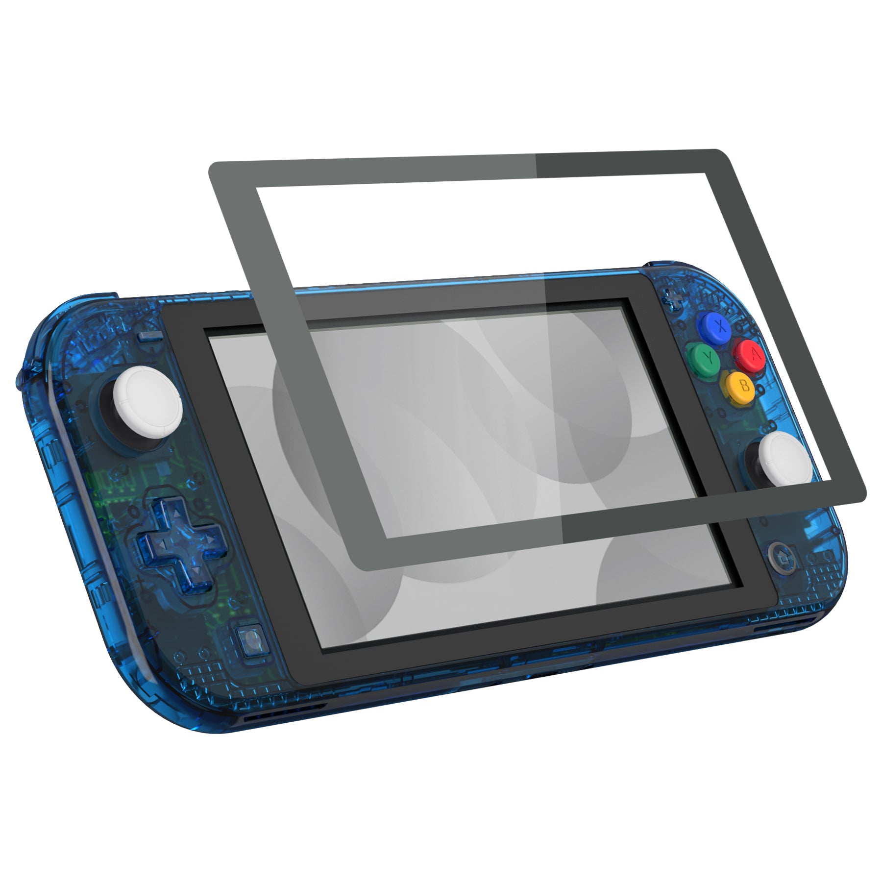 eXtremeRate Crystal Clear Blue DIY Replacement Shell for Nintendo Switch Lite - Custom Controller Housing with Screen Protector | Durable Case Cover for NSL Handheld Console | Perfect for Gaming Enthusiasts & DIY Modders