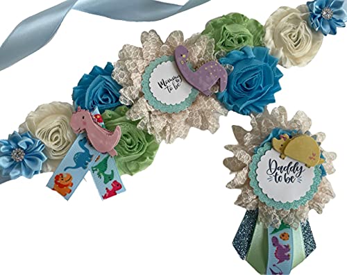 Dinosaur Maternity Sash - Dino Theme Pregnancy Sash for Baby Showers, Gender Reveals & Maternity Photos | Fun Dinosaur Baby Shower Accessory for Mom-to-Be