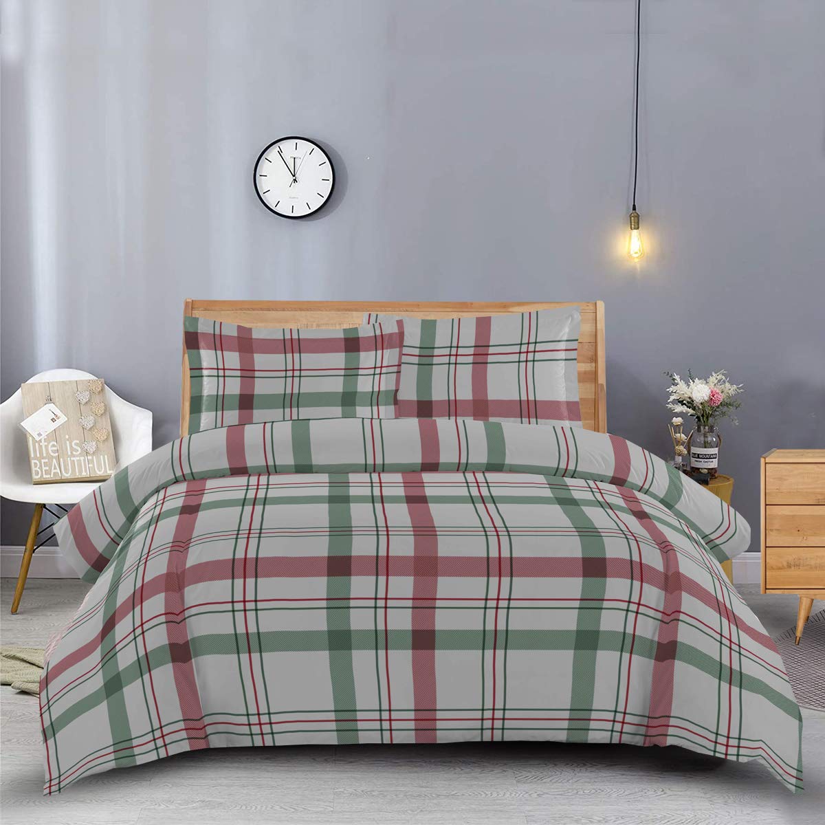 Royal Tradition 7-Piece Heavyweight Flannel Bedding Set - Full Size - Printed Plaid Design (Duvet Cover + Sheets) | Cozy Winter Warmth for Bedroom & Guest Room
