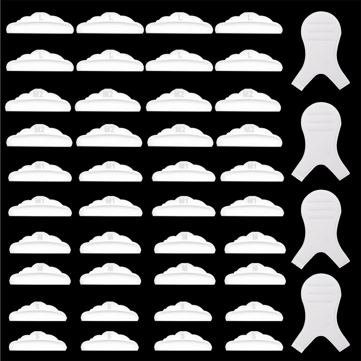 44 Piece Lash Lift Rods Set - Silicone Eyelash Perming Curler Tools for Professional Lash Lifting (5 Sizes: S/M/M1/M2/L) - Reusable Transparent Lash Lifting Pads for Salon & Home Use - Perfect for DIY Eyelash Perming & Lash Extension Application