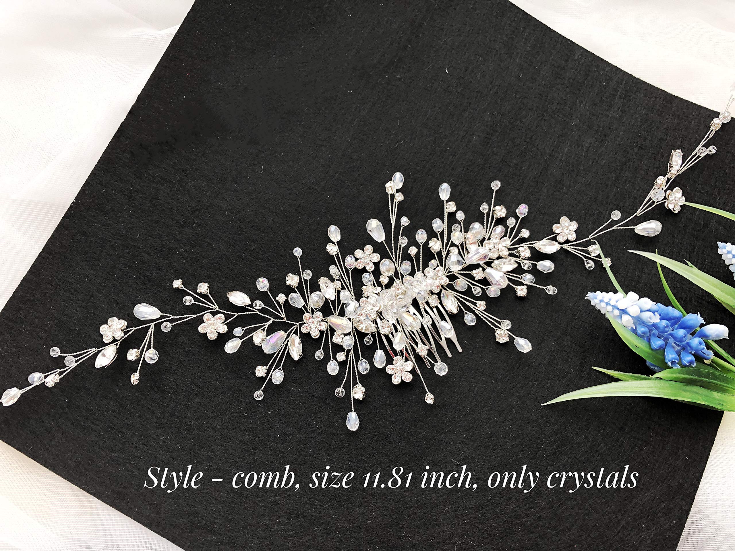 Denifery Makeup Crystal Bridal Hair Comb - Silver Wedding Hair Accessories for Brides, Bridesmaids & Prom | Perfect for Weddings, Formal Events & Special Occasions