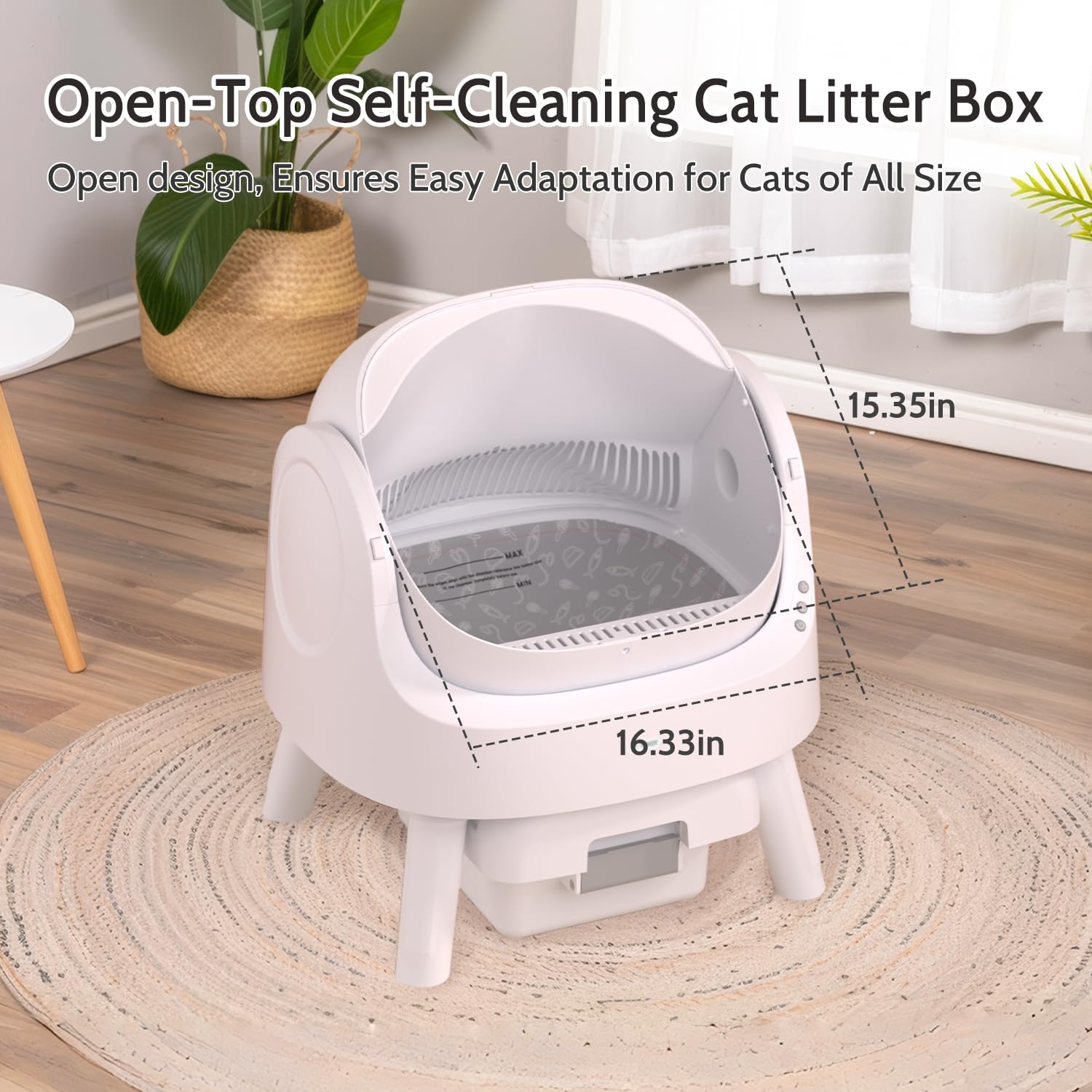 Self Cleaning Cat Litter Box - AutoScooper 11 Smart Automatic Litter Box with Open-Top Design, Includes Liners & Mat, White | Perfect for Multi-Cat Homes & Busy Pet Owners (PETPIVOT INC)