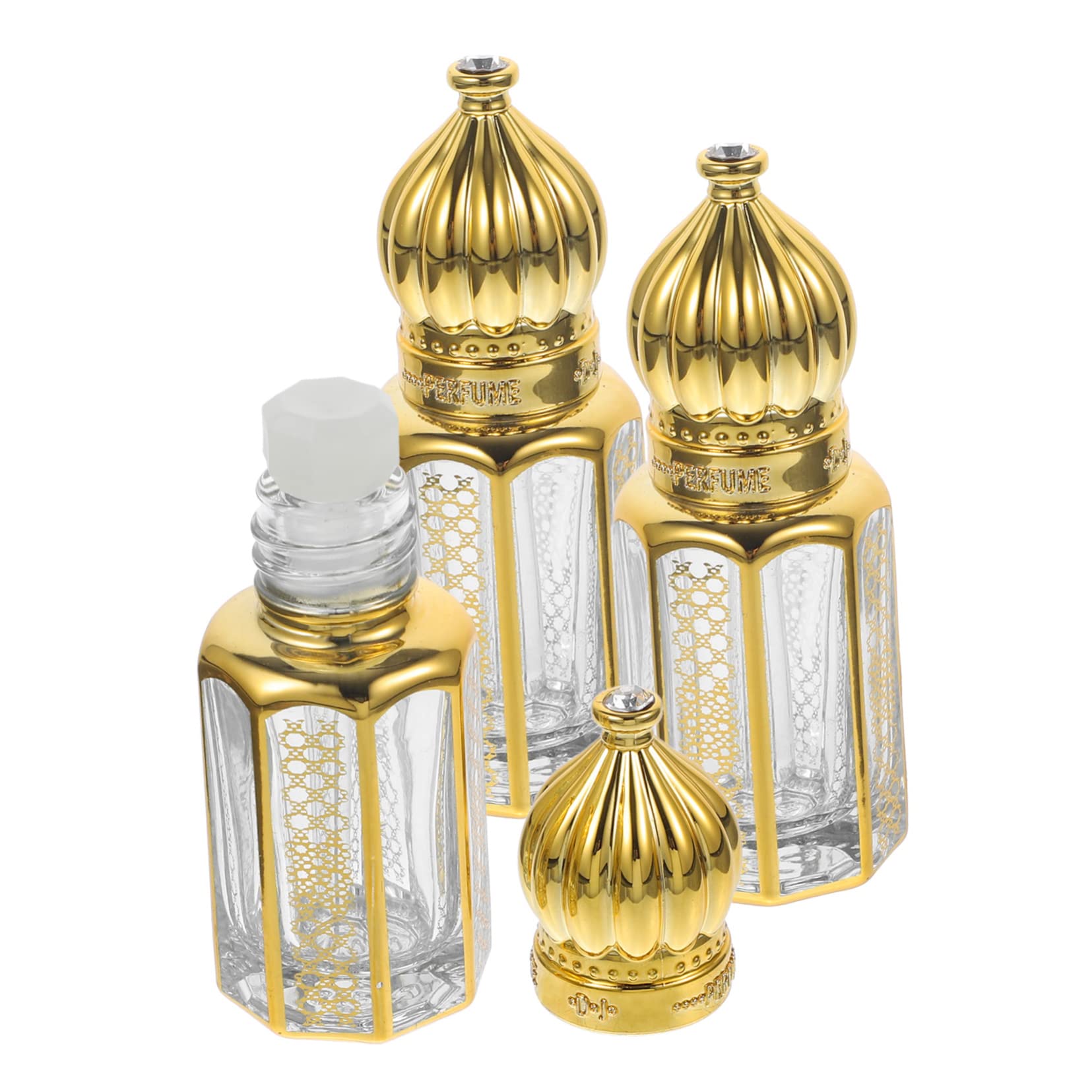 Healifty 3pcs Empty Essential Oil Roller Bottles - Small Glass Bottles with Golden Cap for DIY Perfume, Aromatherapy & Travel | Portable Essential Oil Holders for Home, Office & On-the-Go Use