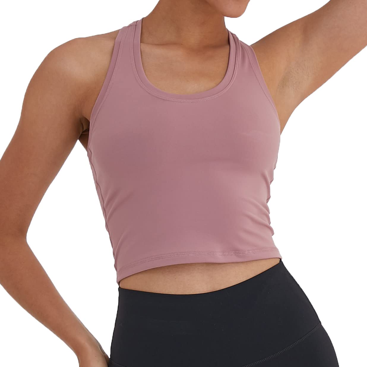 Women's Cropped Racerback Tank Top - Breathable Workout Shirt for Running, Yoga & Gym - Lightweight Activewear for Women - Perfect for Fitness, Sports & Summer Outfits
