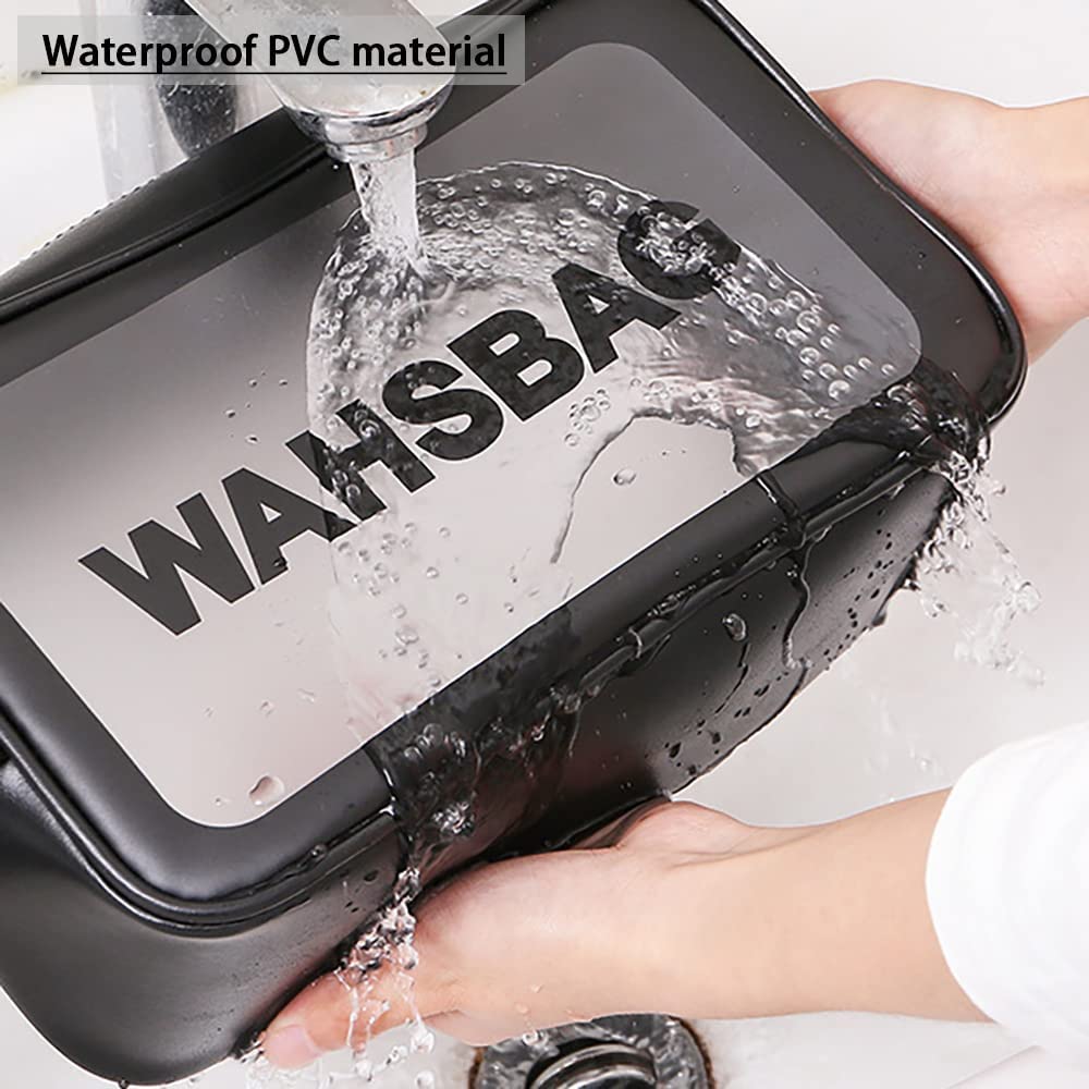 G2J BROTHERS Waterproof Clear Toiletry Bag for Travel - Large Cosmetic Makeup Organizer with Zipper - Perfect for Men & Women (Black) | Ideal for Airplane Carry-on, Gym, Beach & Vacation Essentials Storage