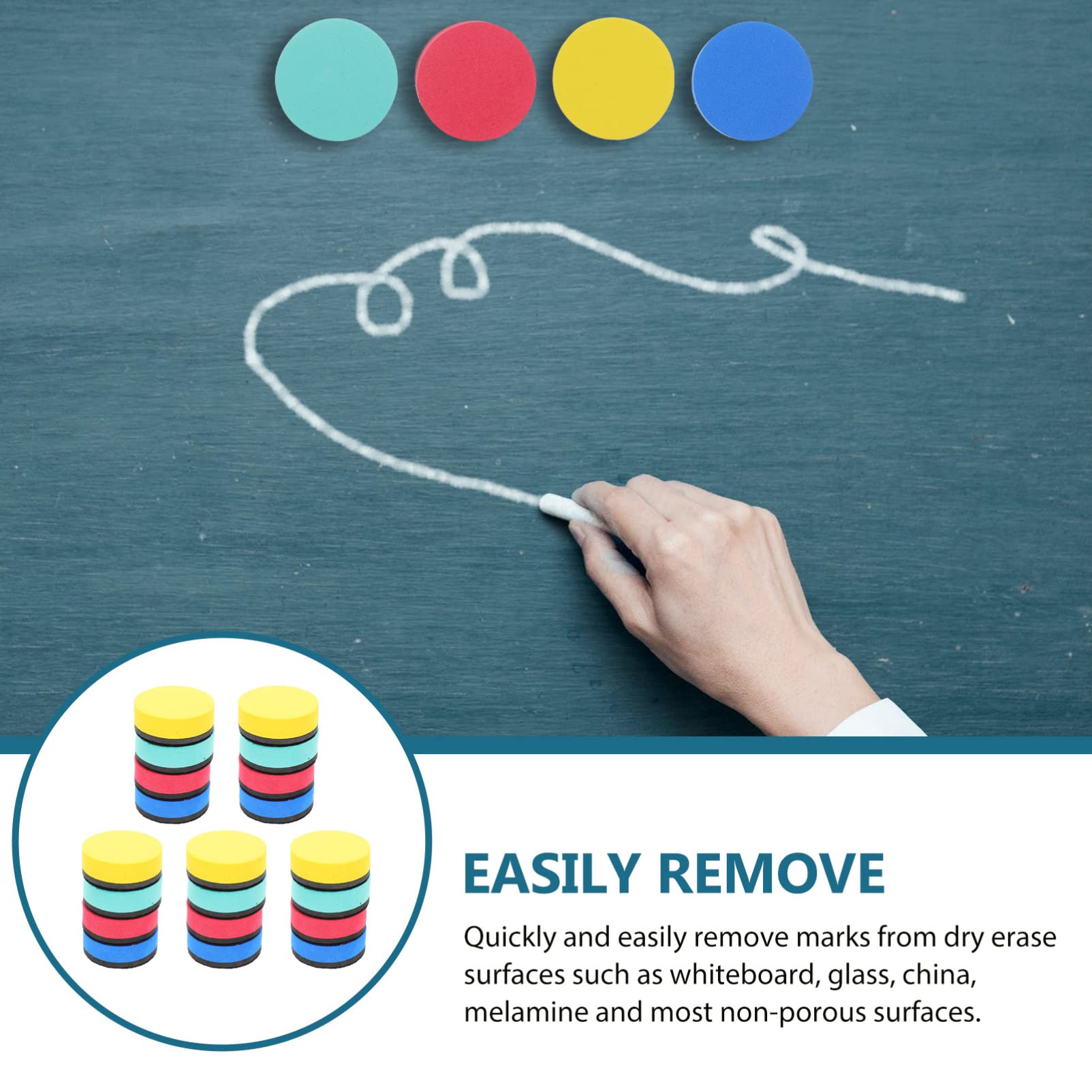 Operitacx 20 Pack Magnetic Whiteboard Erasers - Felt Chalkboard Cleaners for School, Office & Home - Portable Dry Erase Board Wipes for Teachers & Students - Perfect for Classrooms, Meetings & Home Use