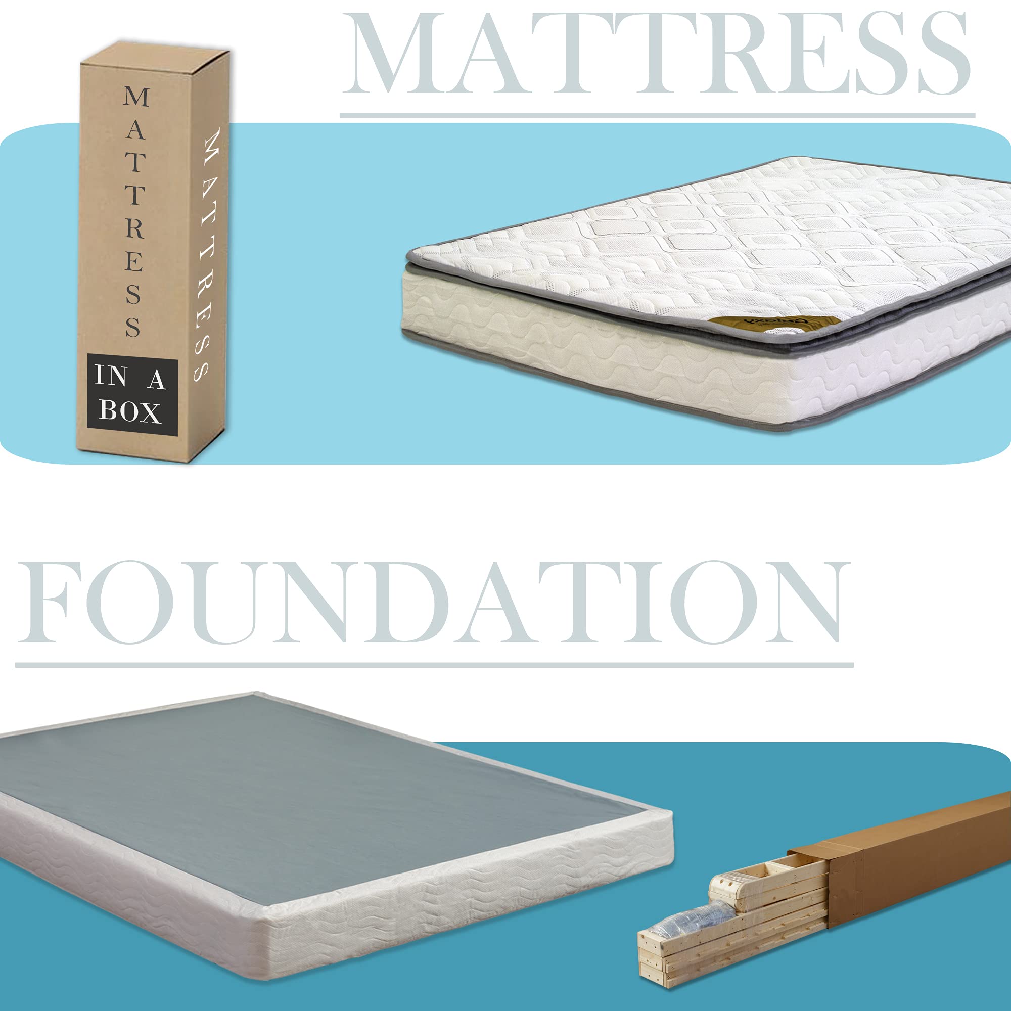 GREATON King Size Medium Firm Mattress Set - Foam Encased Pocketed Coil Innerspring with Pillowtop & 5