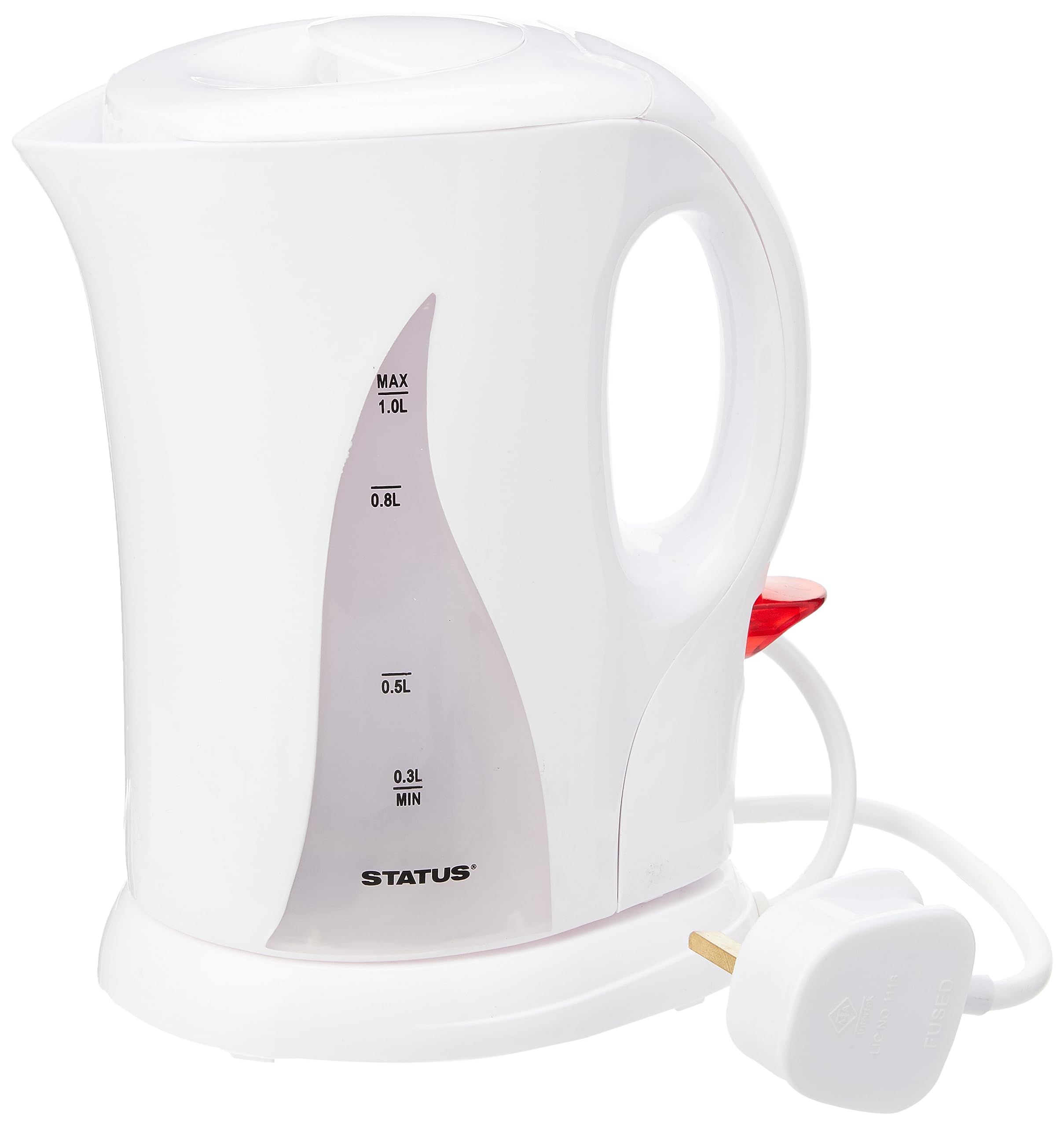 STATUS Denver Electric Water Kettle - 1 Liter Stainless Steel Tea Kettle with Auto Shut-Off - White for Home, Office & Dorm Use - Perfect for Boiling Water for Tea, Coffee & Instant Meals