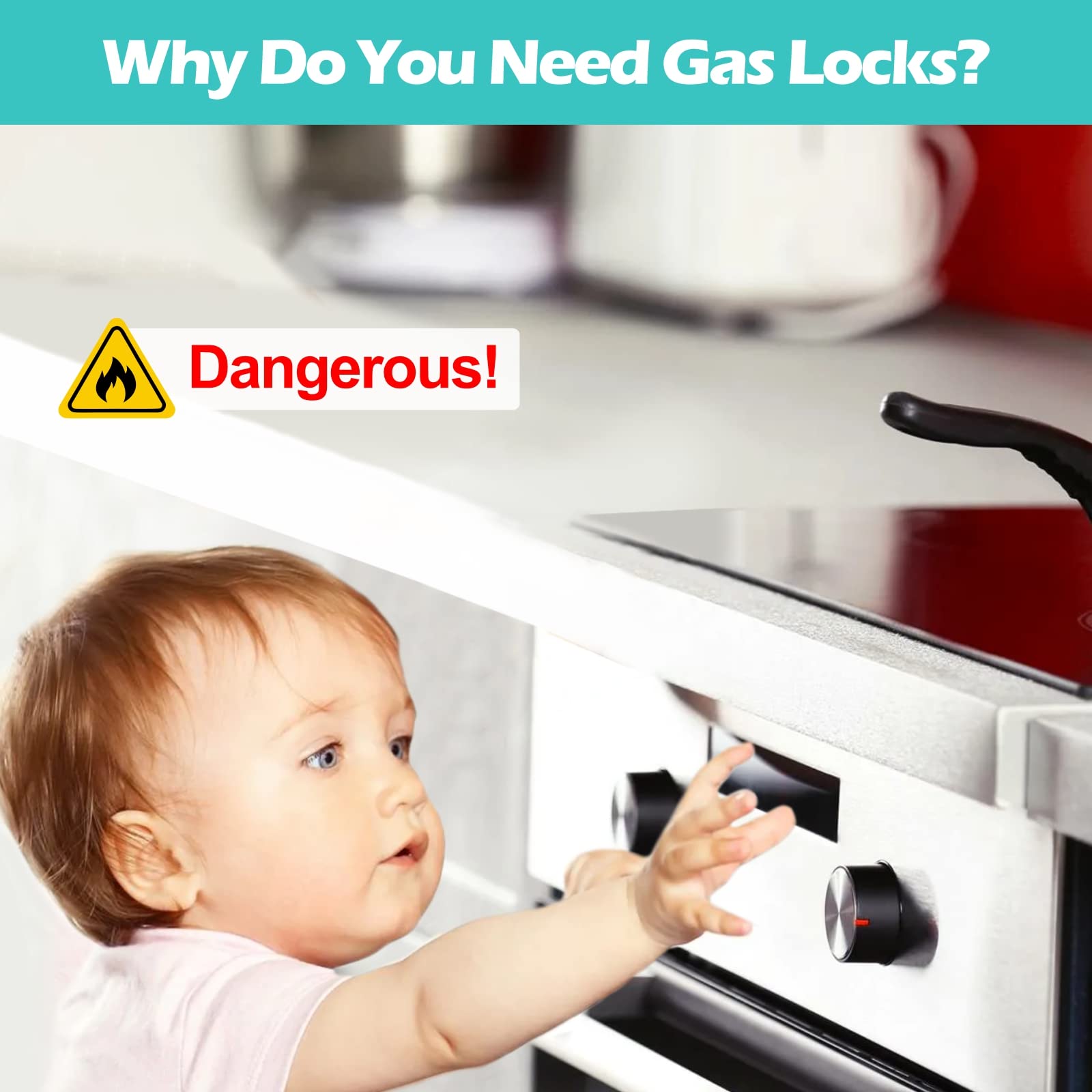 Child Safety Stove Knob Locks (6 Pack) - Baby Proof Gas Oven Knob Covers for Stove Guard - Perfect for Kitchen Safety with Toddlers at Home