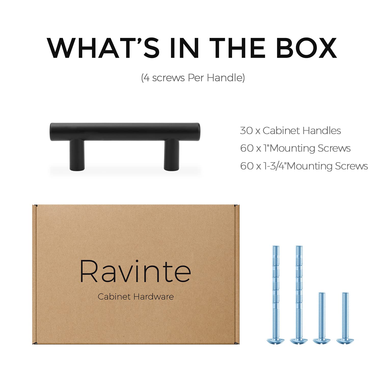 Ravinte 5-Pack 2-1/2 Inch Center-to-Center Matte Black Stainless Steel Cabinet Pulls – 4 Inch Overall Length Modern Kitchen Cabinet Handles for Drawers, Cupboards & Cabinets – Perfect for Home Kitchen Renovation & DIY Furniture Upgrades