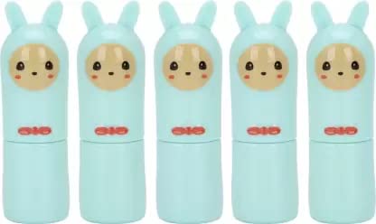 Natural Moisturizing Lip Balm Pack of 5 - Colorless Fruit Flavored Cartoon Lip Care for Dry Lips | Perfect for School, Travel & Daily Hydration