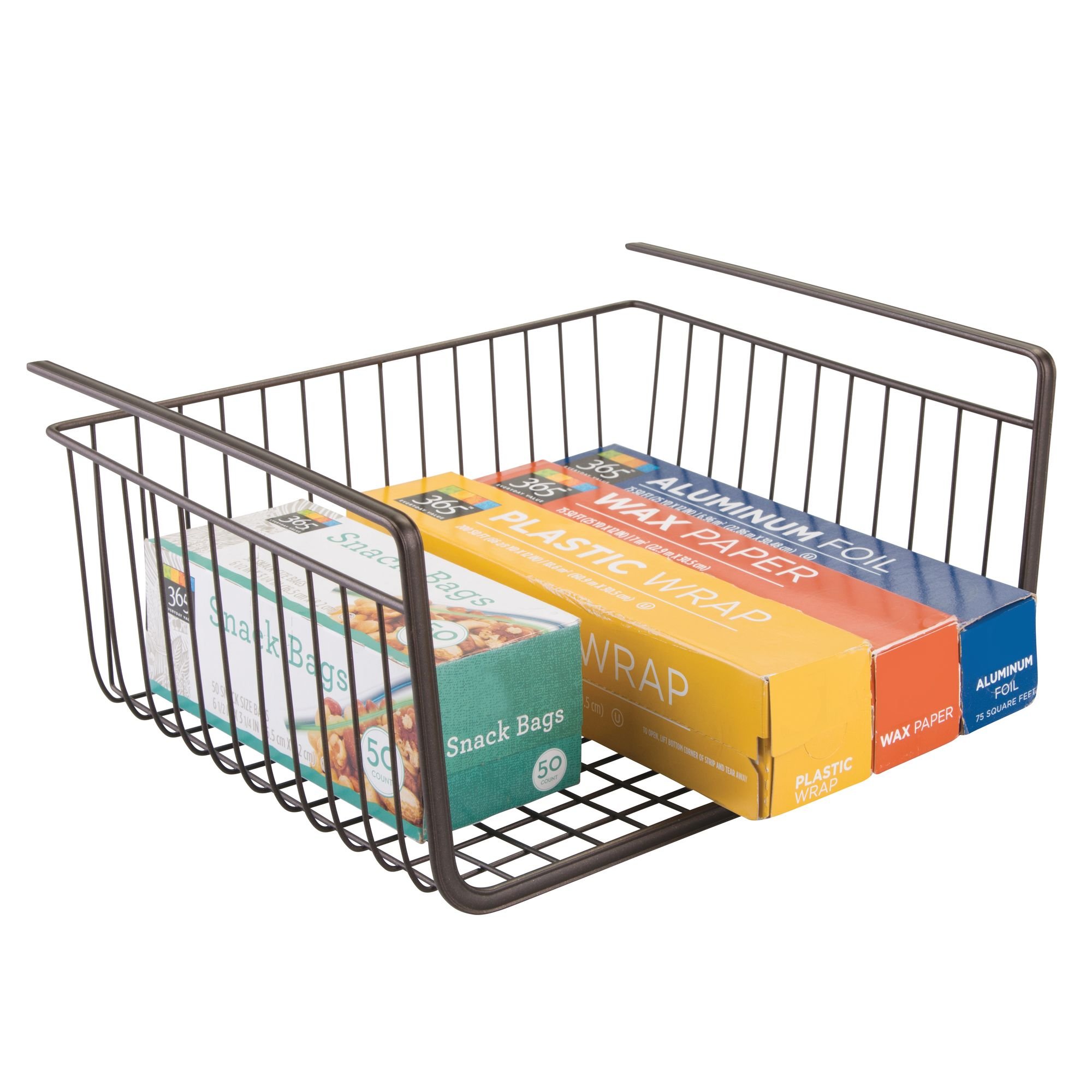 iDesign York Metal Under Shelf Storage Basket Organizer - Kitchen, Bathroom, Office Organization - Bronze Finish for Space Saving Storage Solutions (Perfect for Spices, Toiletries & Office Supplies)