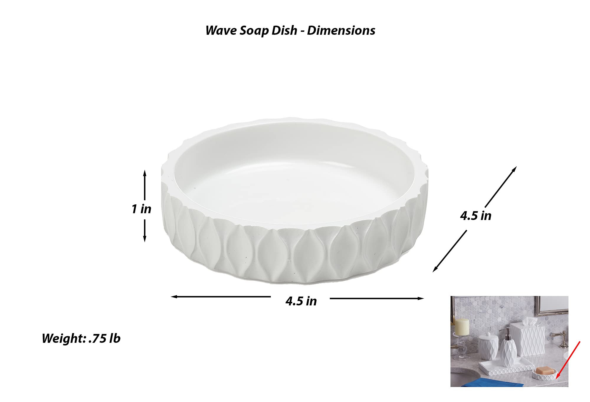 White Wave Soap Dish - Bathroom & Kitchen Organizer