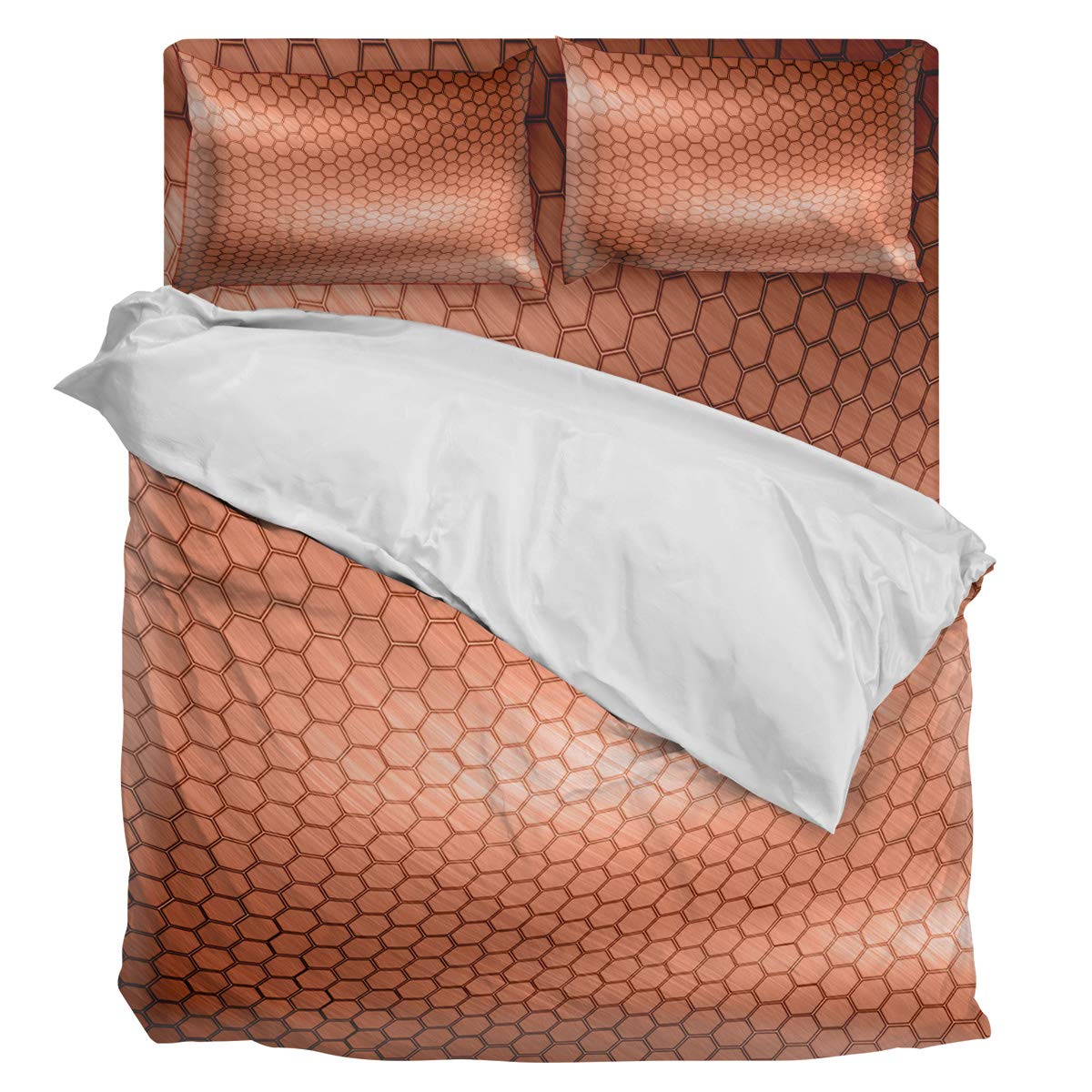 4-Piece Queen Size Duvet Cover Set - Ultra Soft Brushed Microfiber with Modern Grid Geometric Pattern - All Seasons Bedding for Comfortable Sleep - Perfect for Master Bedroom, Guest Room & Dorm Decor