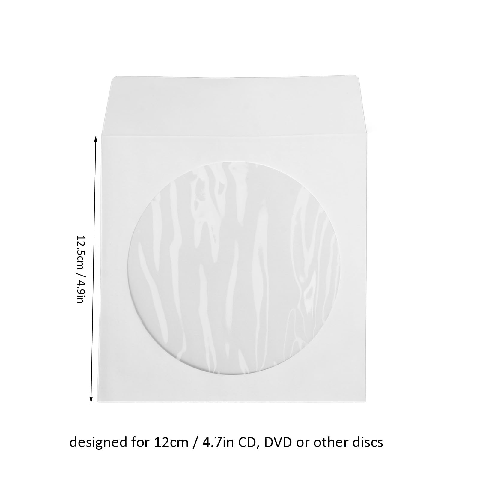 100Pcs Clear CD Sleeves with Window - Reusable 12cm Disc Envelopes for Storage & Organization | Perfect for Music Collections, Office Files & Media Archives