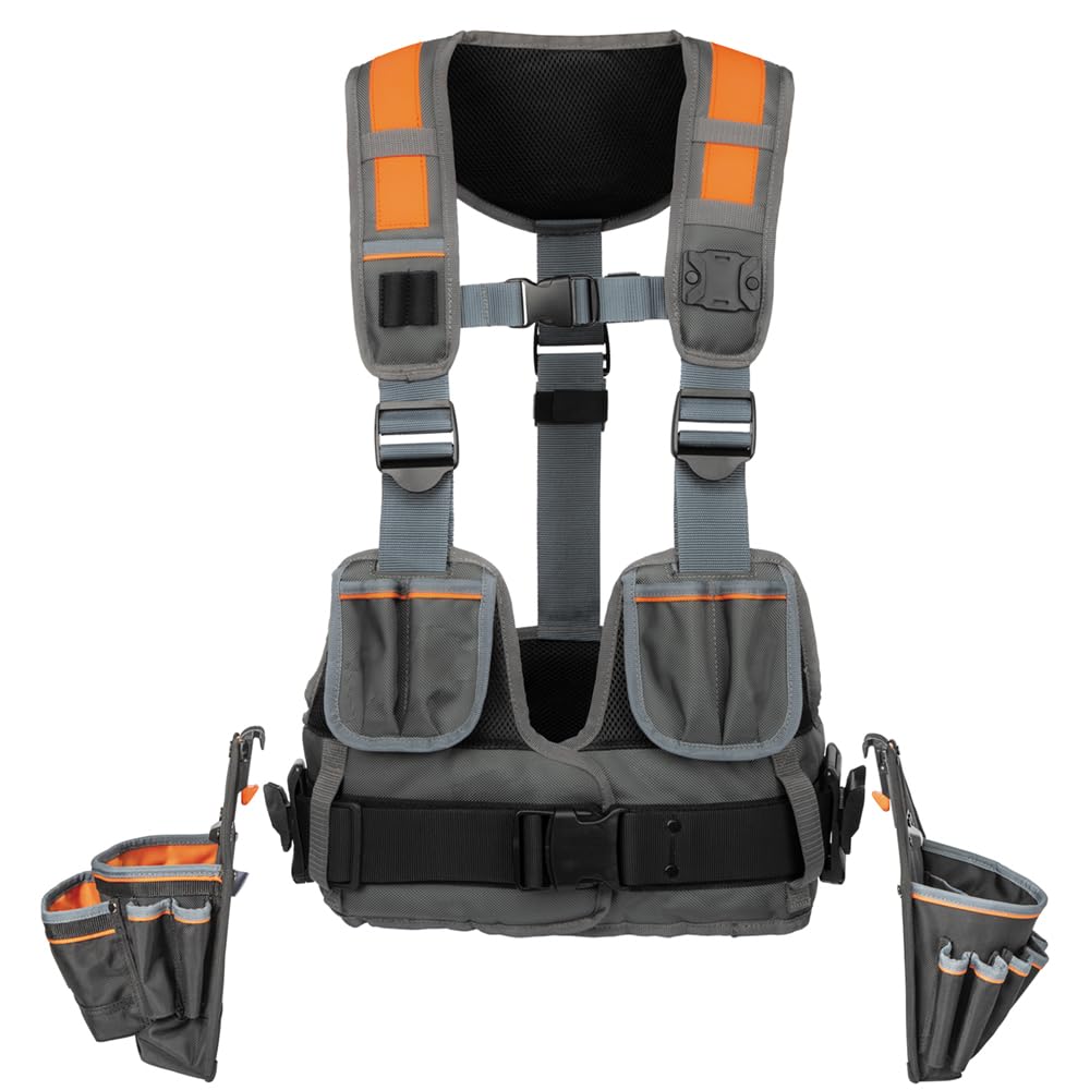 MODbox Tool Vest Combo - Heavy Duty Work Vest with Multiple Pockets for Construction, DIY & Outdoor Activities | Perfect for Electricians, Carpenters & Handymen