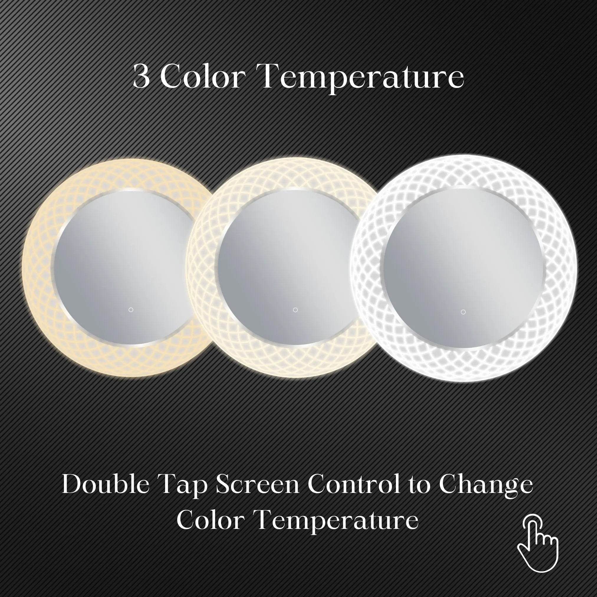 Liza Round LED Lighted Mirror with Dimmer & Defogger - 2 Sizes (8