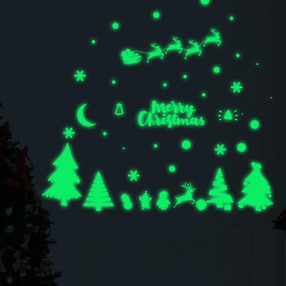 1pc Christmas Glow Stickers - Fluorescent Xmas Holiday Decals for Home & Car Decor, Creative Carved Plastic Stickers - Perfect for Windows, Walls, Gifts & Party Decorations