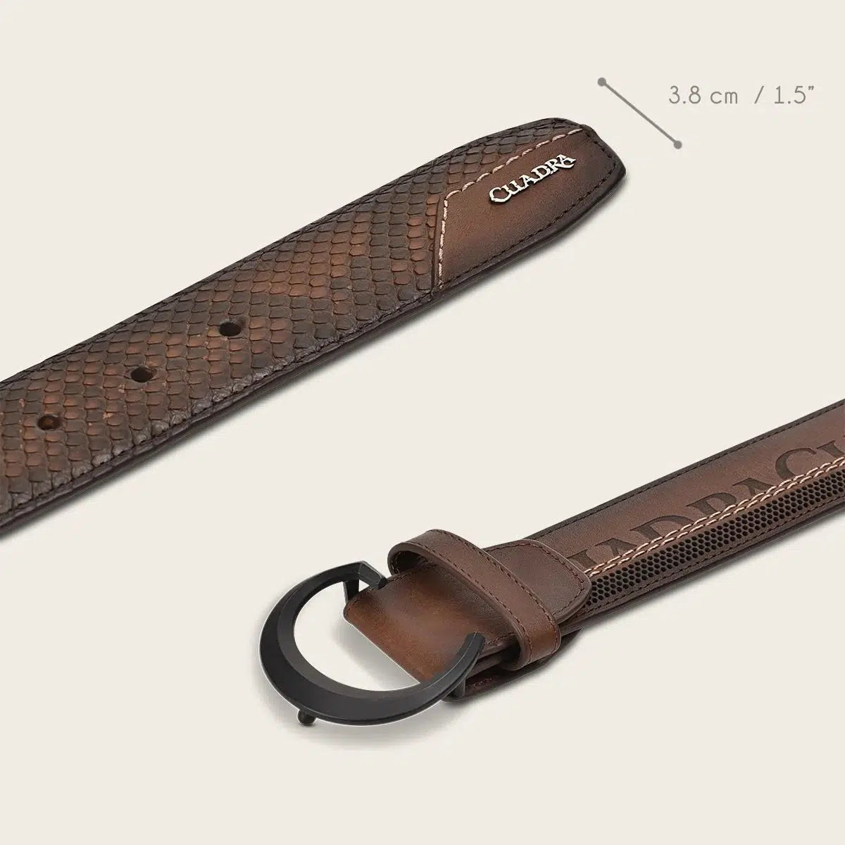 CS551PI Genuine Python Skin Belt for Men - Western Style Casual Brown Leather Belt - Perfect for Cowboy Boots, Jeans & Western Outfits